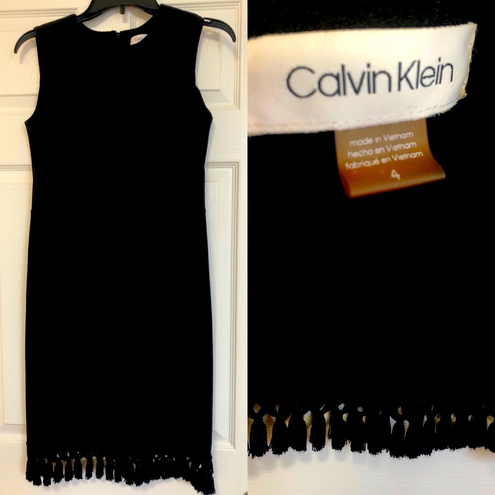 Calvin Klein Black Fringe Dress Size 4